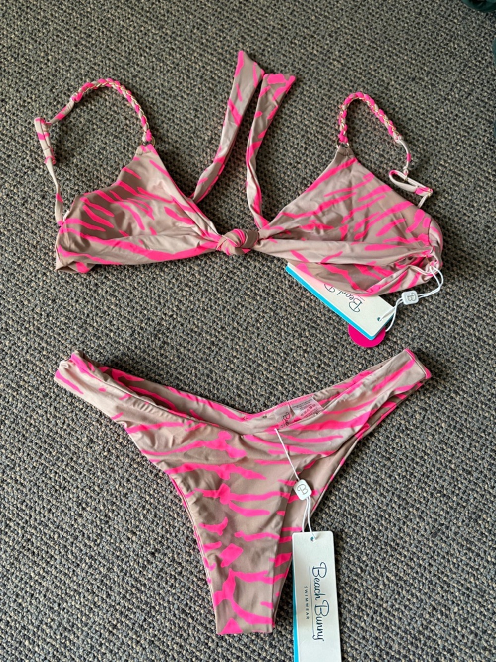Beach Bunny Hot Pink and Taupe Animal Print set